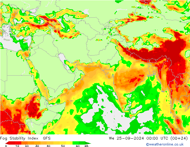 Fog Stability Index GFS We 25.09.2024 00 UTC