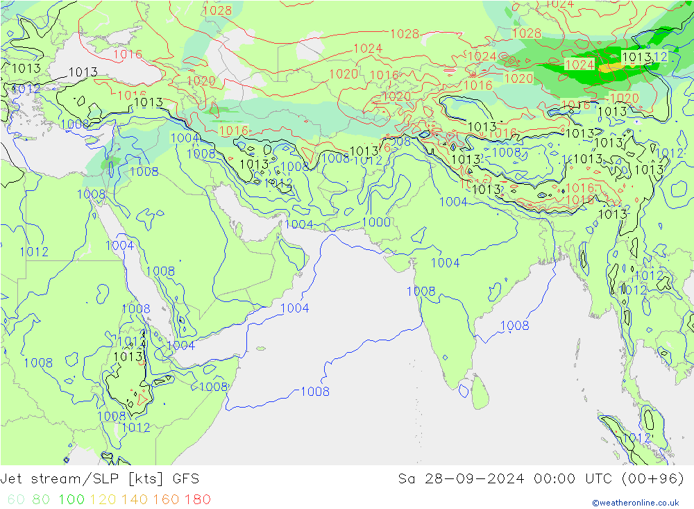 Prąd strumieniowy GFS so. 28.09.2024 00 UTC