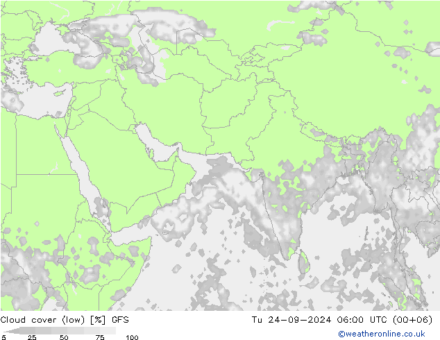 nízká (vysoký,uprostřed,oblaka) GFS Út 24.09.2024 06 UTC