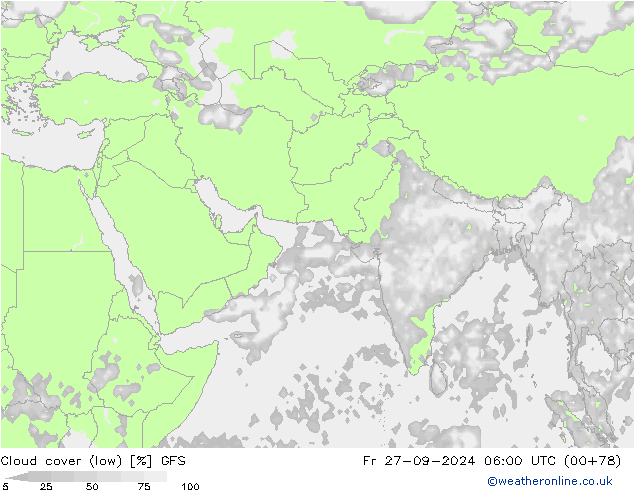 облака (низкий) GFS пт 27.09.2024 06 UTC