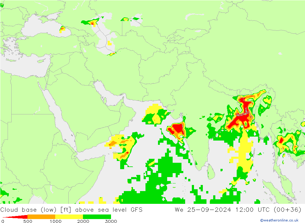 Cloud base (low) GFS  25.09.2024 12 UTC