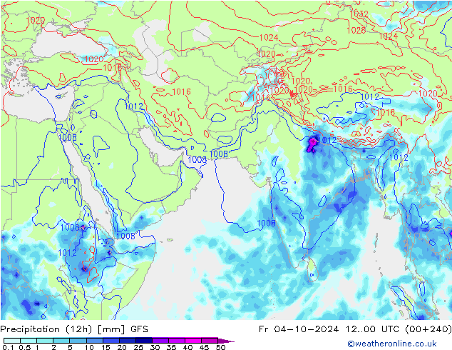 Precipitation (12h) GFS Fr 04.10.2024 00 UTC