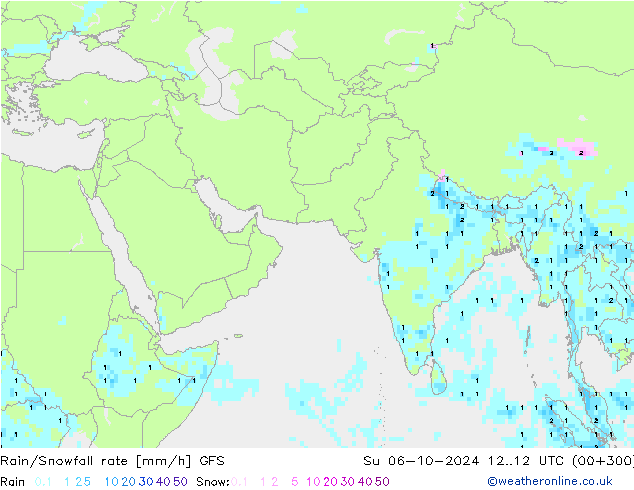 Rain/Snowfall rate GFS Su 06.10.2024 12 UTC