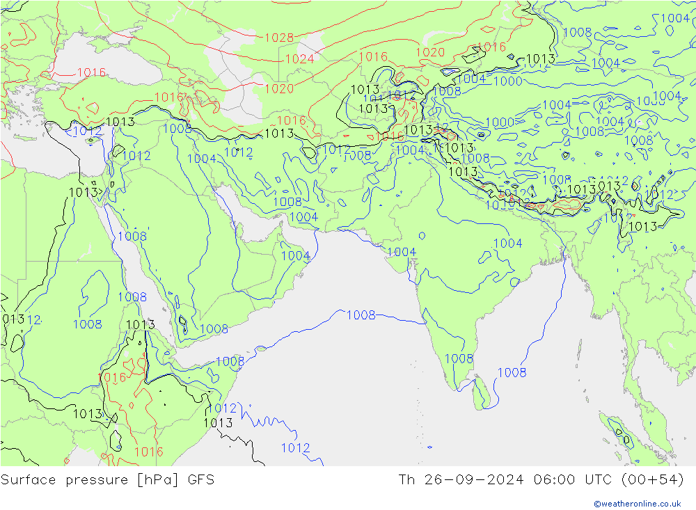 Surface pressure GFS Th 26.09.2024 06 UTC