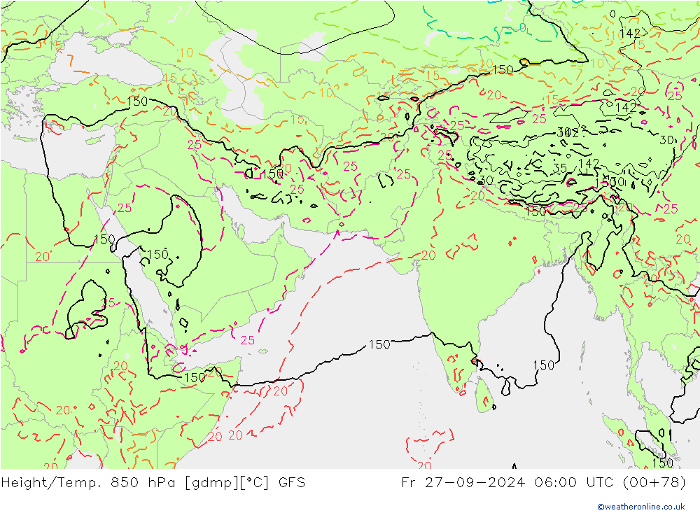 Z500/Rain (+SLP)/Z850 GFS vie 27.09.2024 06 UTC