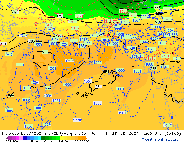 Thck 500-1000hPa GFS jeu 26.09.2024 12 UTC