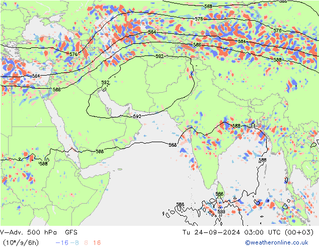 V-Adv. 500 гПа GFS вт 24.09.2024 03 UTC