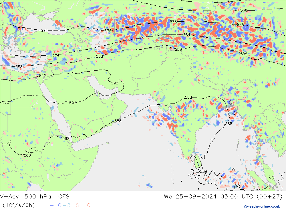 V-Adv. 500 hPa GFS mer 25.09.2024 03 UTC