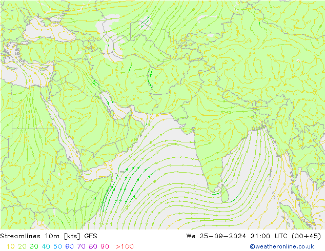 ветер 10m GFS ср 25.09.2024 21 UTC