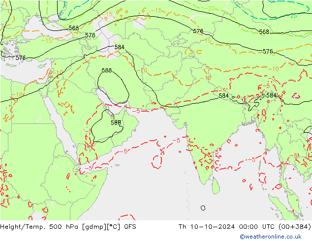 Z500/Rain (+SLP)/Z850 GFS Do 10.10.2024 00 UTC