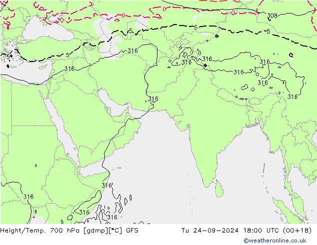 Height/Temp. 700 hPa GFS mar 24.09.2024 18 UTC