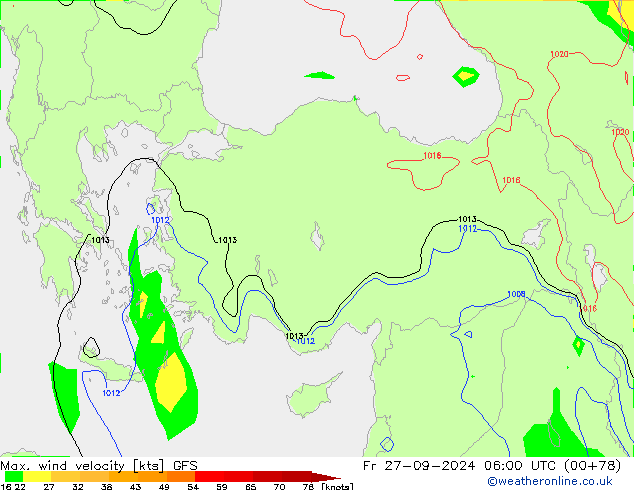 Max. wind velocity GFS Fr 27.09.2024 06 UTC