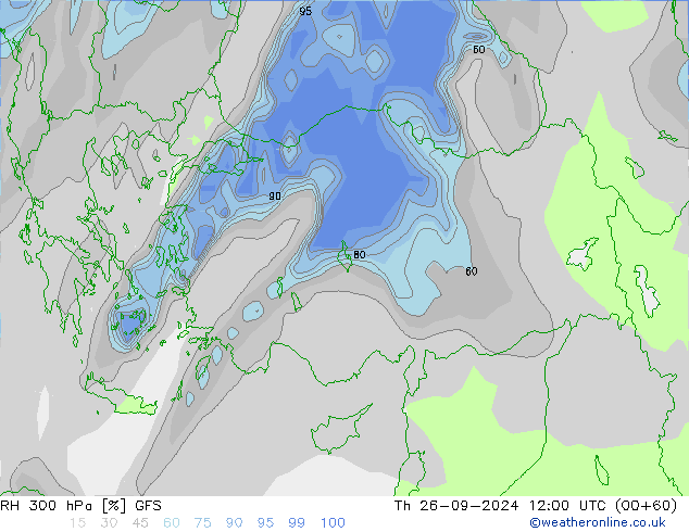 RH 300 гПа GFS чт 26.09.2024 12 UTC