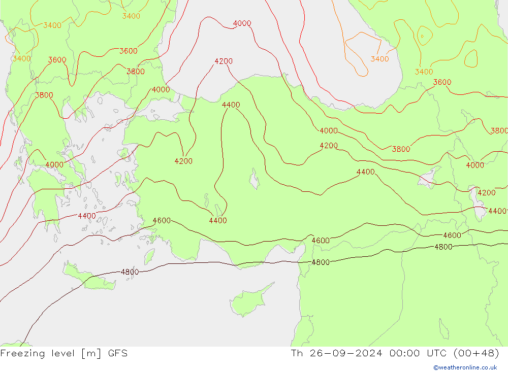 Donma Seviyesi GFS Per 26.09.2024 00 UTC