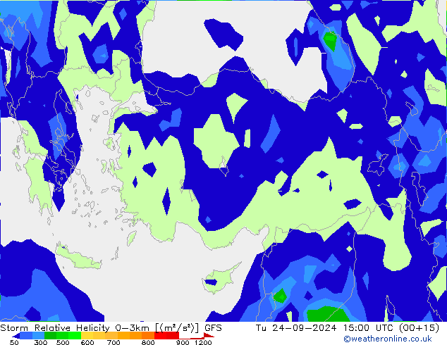 Storm Relative Helicity GFS  24.09.2024 15 UTC