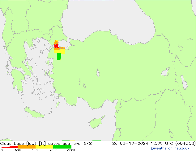 Cloud base (low) GFS Su 06.10.2024 12 UTC