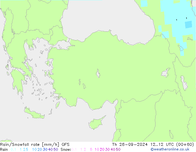 Rain/Snowfall rate GFS Th 26.09.2024 12 UTC