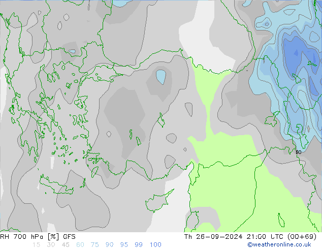 RH 700 hPa GFS  26.09.2024 21 UTC