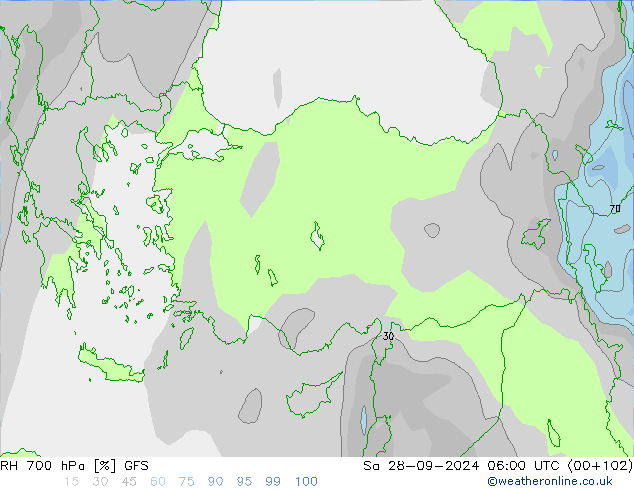 RH 700 hPa GFS So 28.09.2024 06 UTC