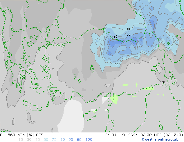 RH 850 hPa GFS Fr 04.10.2024 00 UTC