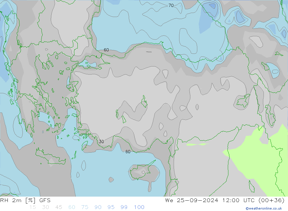 RH 2m GFS We 25.09.2024 12 UTC