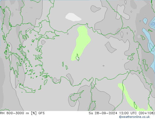 RH 600-3000 m GFS сб 28.09.2024 12 UTC