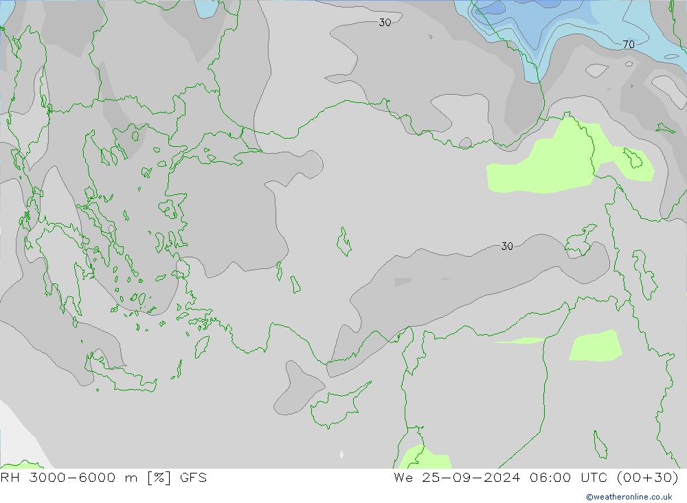 RH 3000-6000 m GFS We 25.09.2024 06 UTC