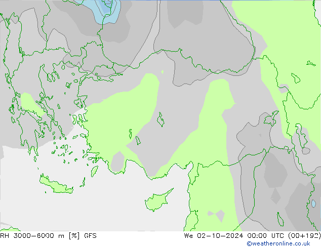 Humidité rel. 3000-6000 m GFS mer 02.10.2024 00 UTC