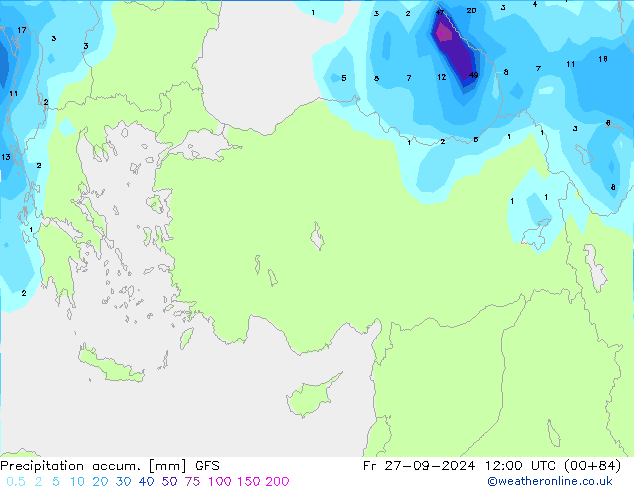 Precipitation accum. GFS Sex 27.09.2024 12 UTC