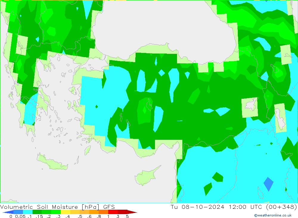 Volumetric Soil Moisture GFS mar 08.10.2024 12 UTC