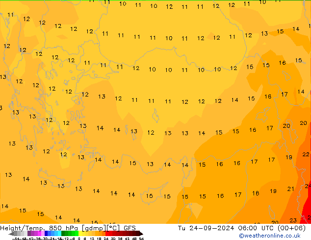 Z500/Yağmur (+YB)/Z850 GFS Sa 24.09.2024 06 UTC