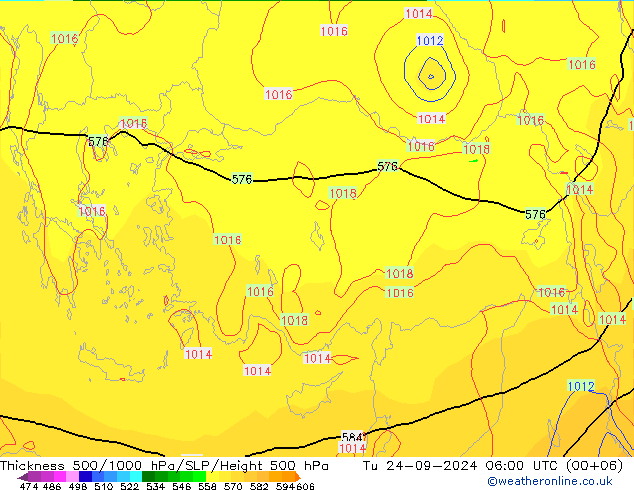 Thck 500-1000hPa GFS  24.09.2024 06 UTC