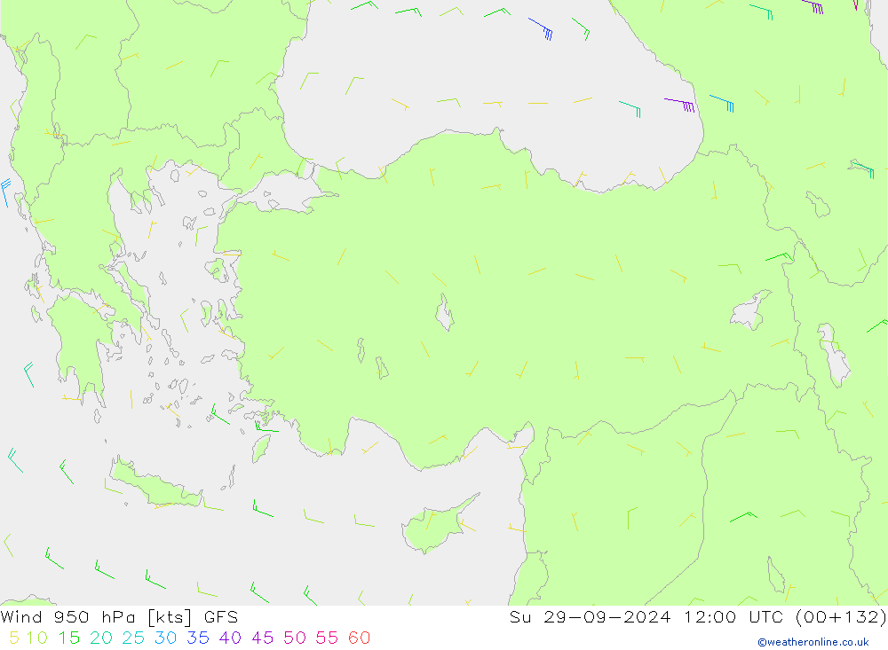 Wind 950 hPa GFS zo 29.09.2024 12 UTC