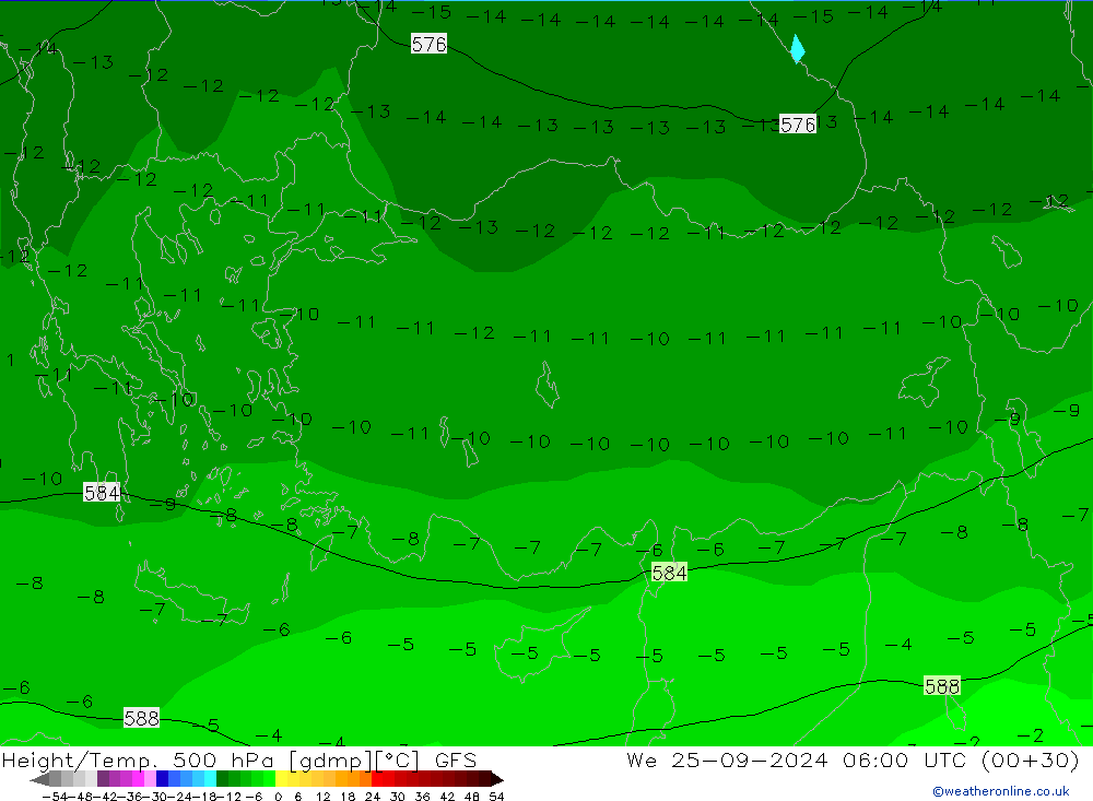 Height/Temp. 500 hPa GFS We 25.09.2024 06 UTC