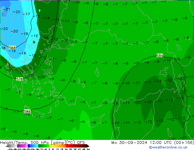 Géop./Temp. 500 hPa GFS lun 30.09.2024 12 UTC