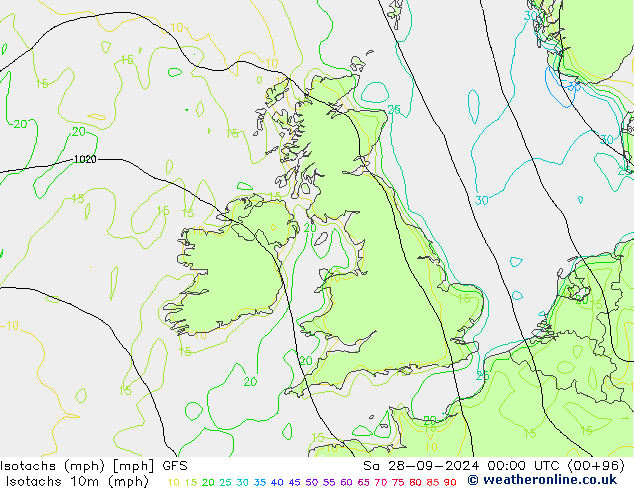 Isotachs (mph) GFS Sa 28.09.2024 00 UTC