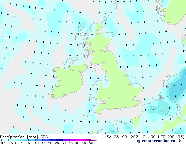 Precipitación GFS sáb 28.09.2024 00 UTC