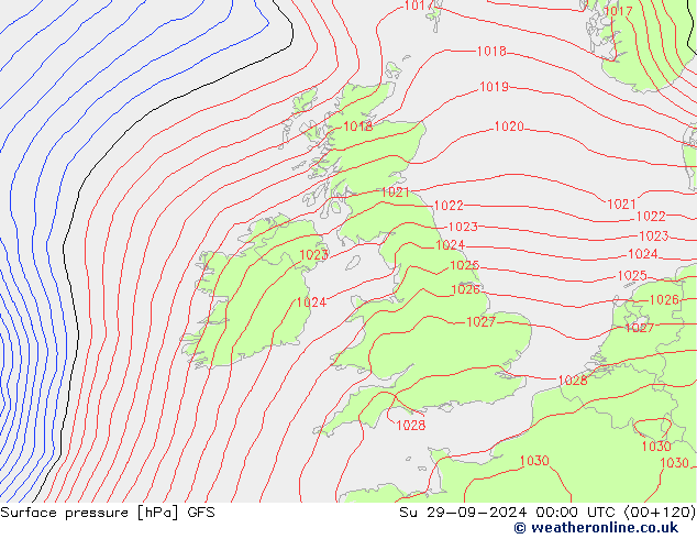 Luchtdruk (Grond) GFS zo 29.09.2024 00 UTC