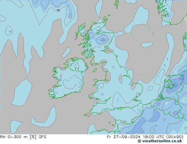 RH 0-300 m GFS Sex 27.09.2024 18 UTC