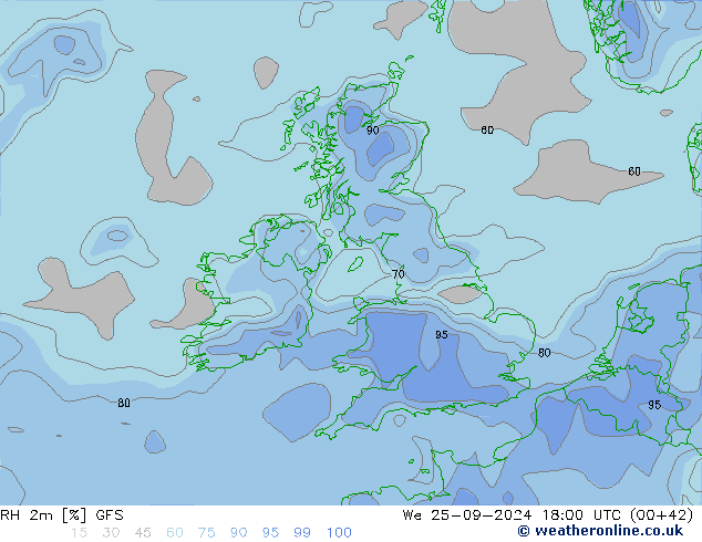 RH 2m GFS ср 25.09.2024 18 UTC