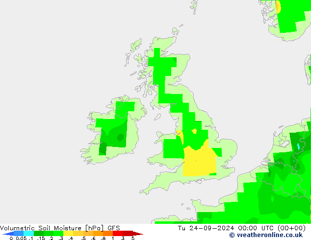 Volumetric Soil Moisture GFS wto. 24.09.2024 00 UTC