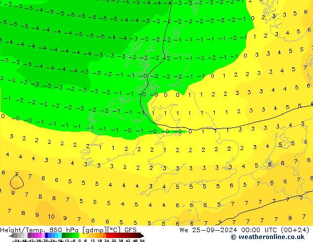 Z500/Rain (+SLP)/Z850 GFS  25.09.2024 00 UTC