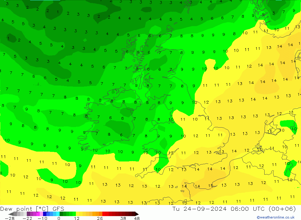 punkt rosy GFS wto. 24.09.2024 06 UTC