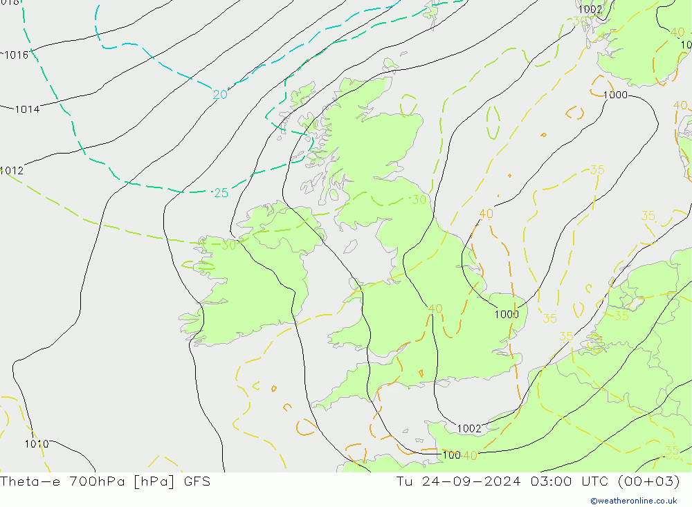 Theta-e 700hPa GFS mar 24.09.2024 03 UTC