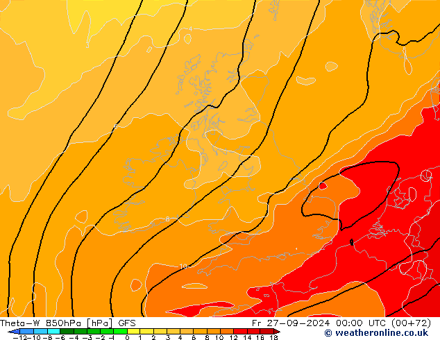 Theta-W 850гПа GFS пт 27.09.2024 00 UTC