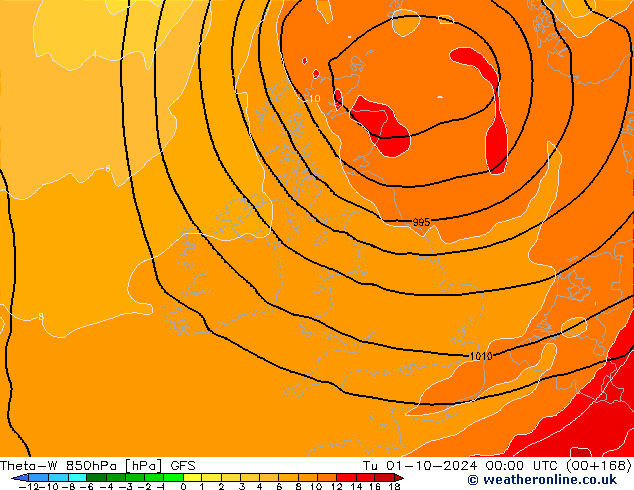 Theta-W 850hPa GFS październik 2024