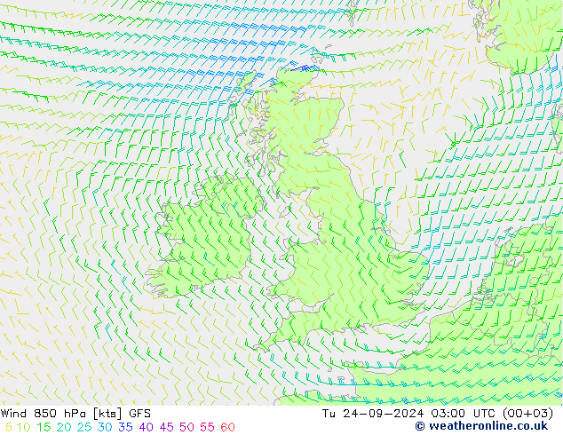 Wind 850 hPa GFS Tu 24.09.2024 03 UTC