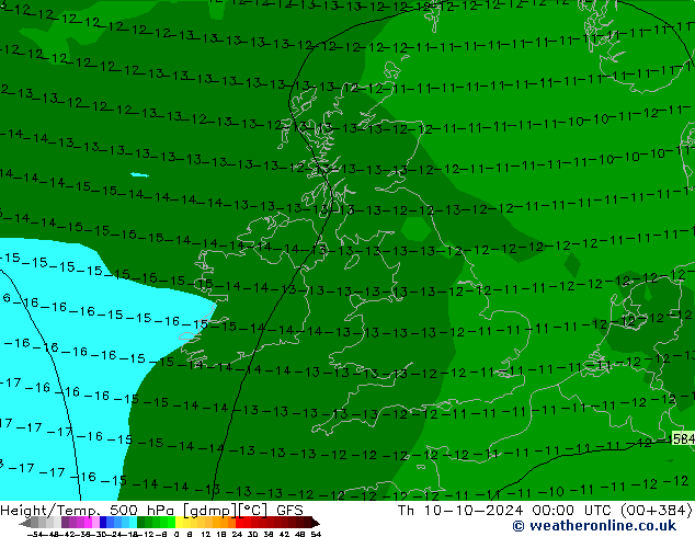 Height/Temp. 500 hPa GFS Th 10.10.2024 00 UTC