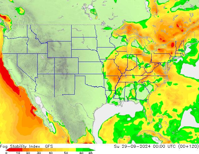 Fog Stability Index GFS Вс 29.09.2024 00 UTC