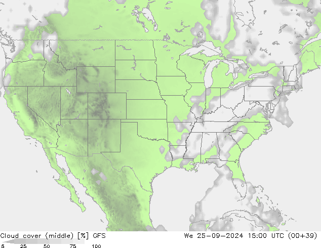 Cloud cover (middle) GFS We 25.09.2024 15 UTC